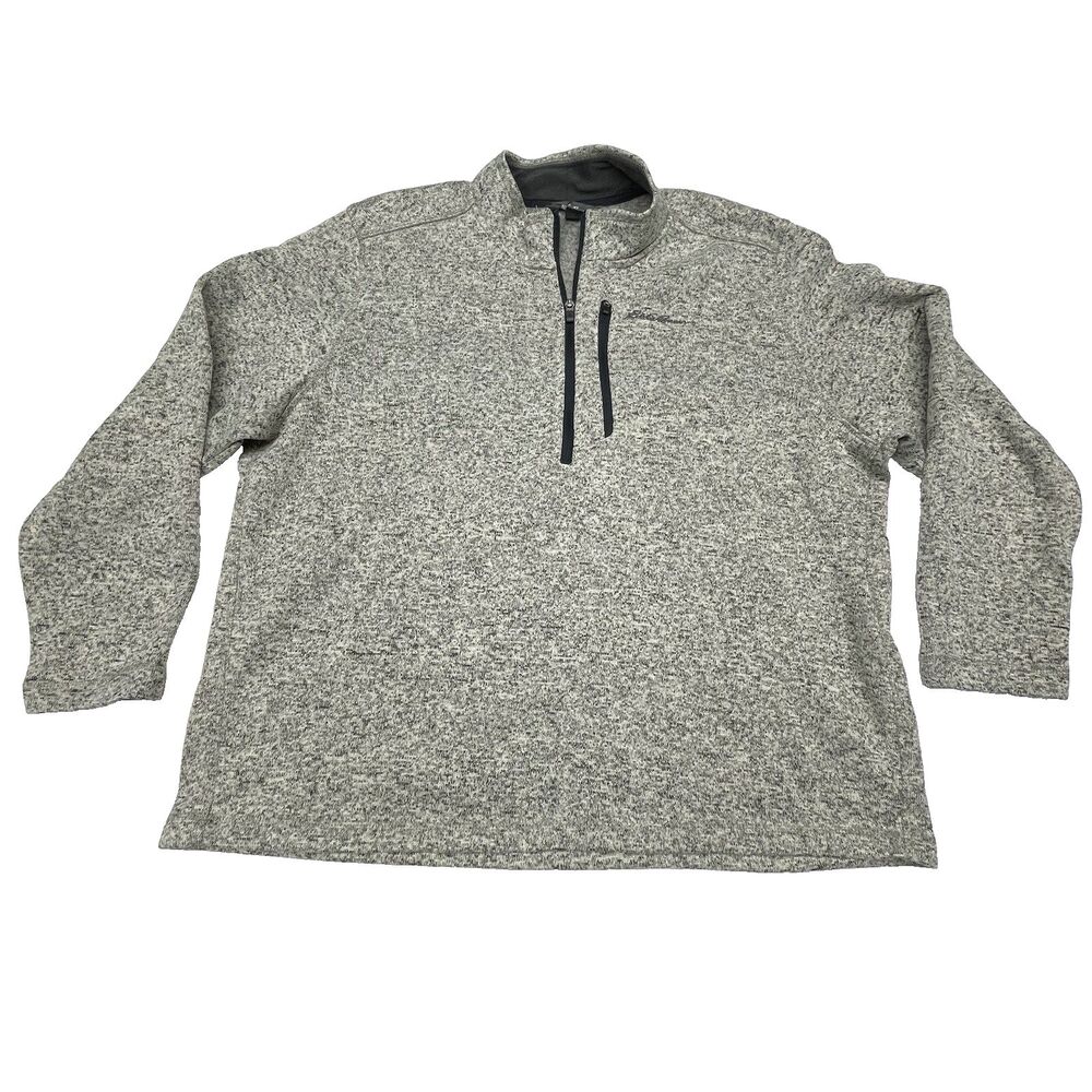 Eddie Bauer Pullover Sweater Fleece 1/4 Zip  Heather Gray Men's Big & Tall 2XB